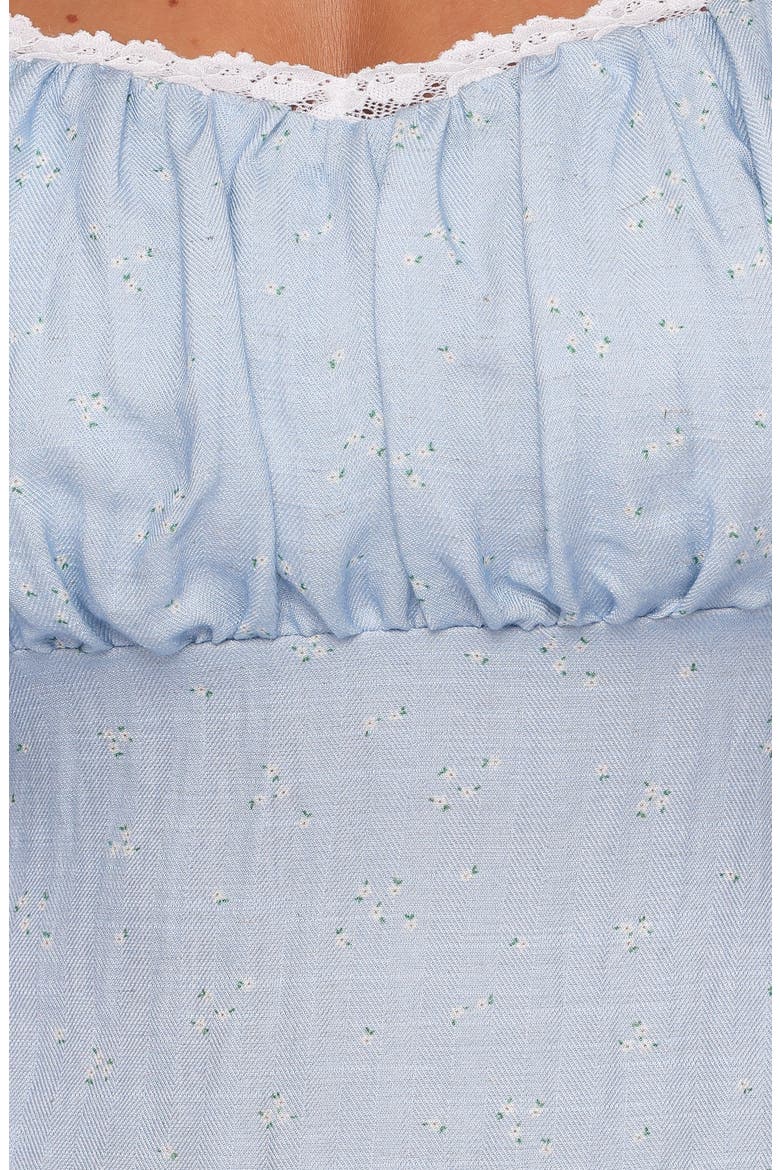 Francine Floral Puff Sleeve Midi Dress, Alternate, color, BLUE DITSY FLORAL