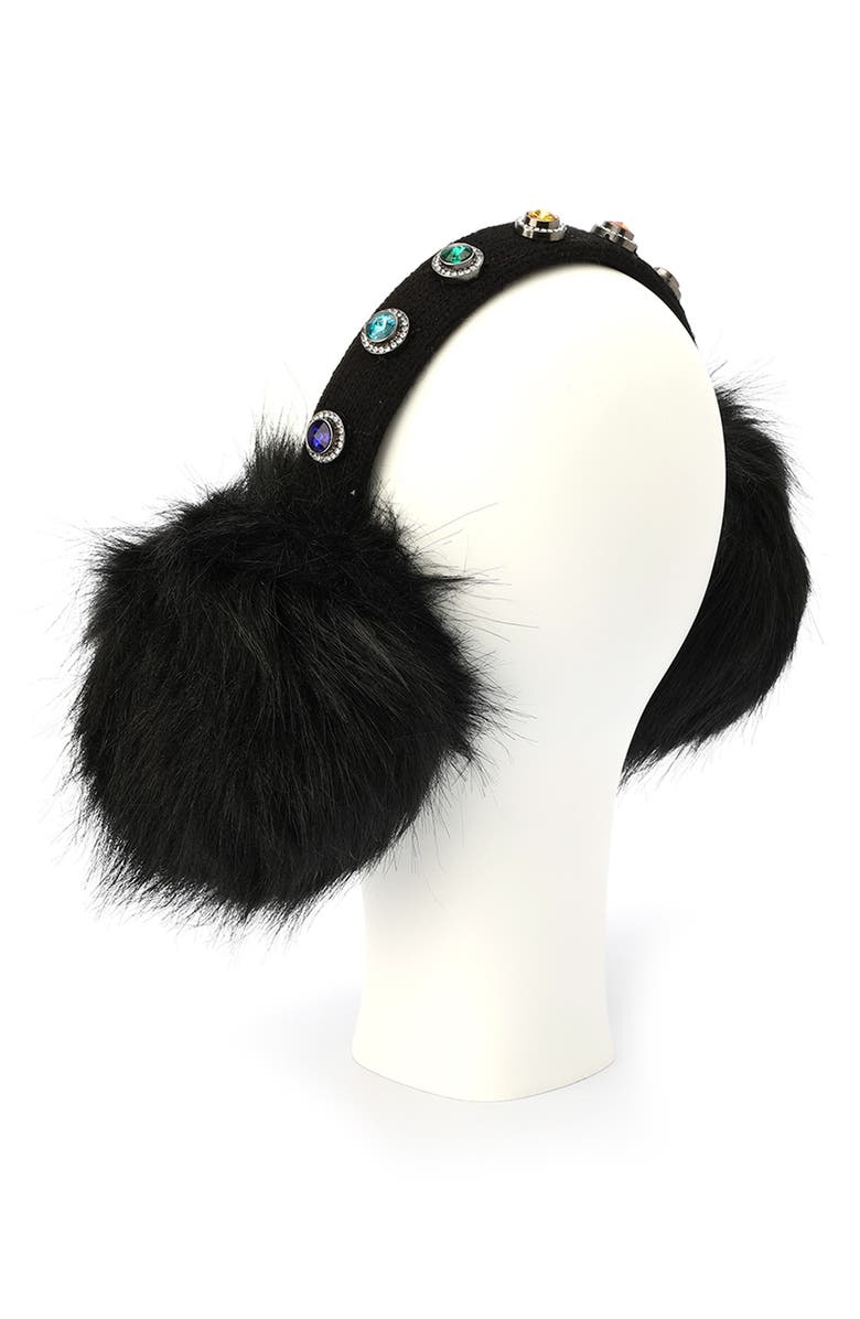 Kurt Geiger London Octavia Jewel Faux Fur Ear Muffs, Alternate, color, 