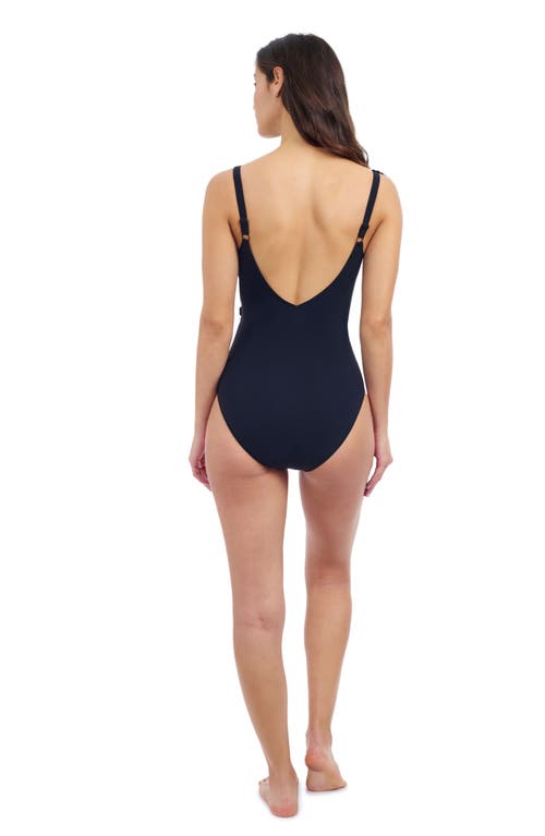 Profile By Gottex Lola V-neck Asymmetrical Laser Ruffle One-piece In Black