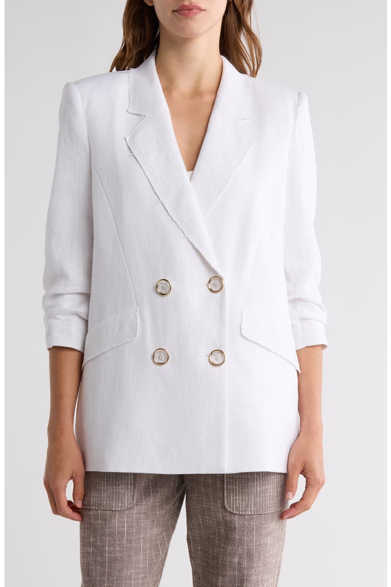 Gianni Double Breasted Blazer, Main, color, WHITE