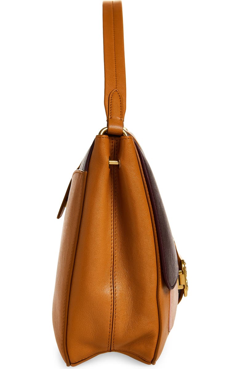 Burberry Medium Rider Colorblock Leather Top Handle Bag, Alternate, color, Vineyard/ Pink/ Brown
