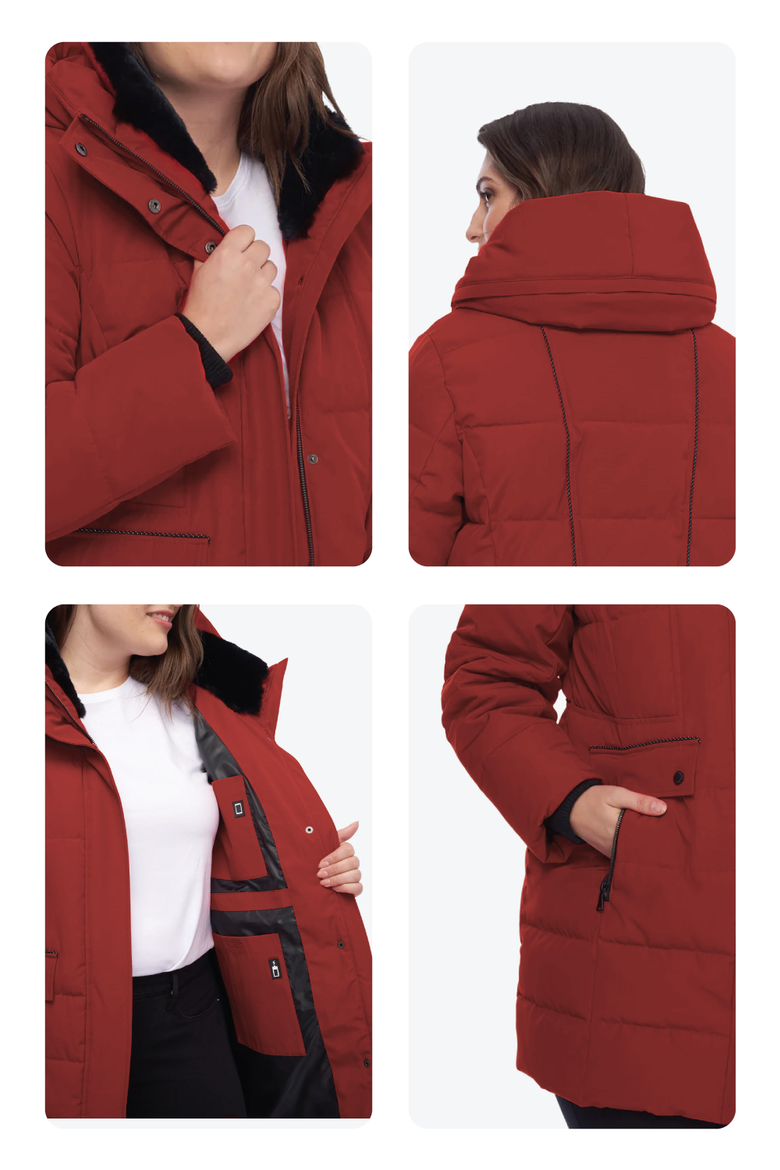 KOOTNEY PLUS SIZE - Vegan Down Mid-Length Parka Coat, Alternate, color, CRIMSON
