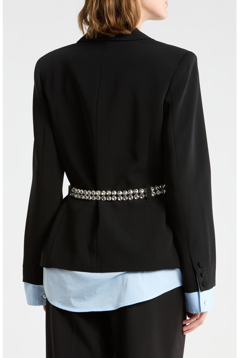 Vittoria Layered Belted Jacket, Alternate, color, BLACK/ CORNFLOWER