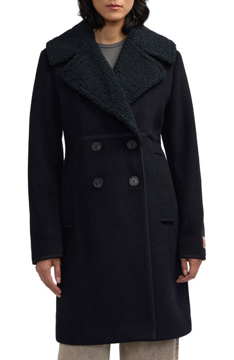 Runa Faux Shearling Collar Peacoat