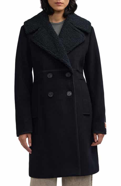 Scotch & Soda Runa Faux Shearling Collar Peacoat