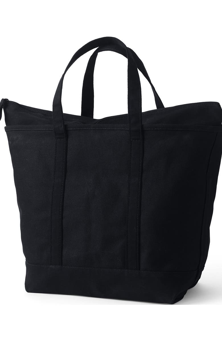 Lands' End Zip Top Canvas Tote Bag, Alternate, color, Black/Black