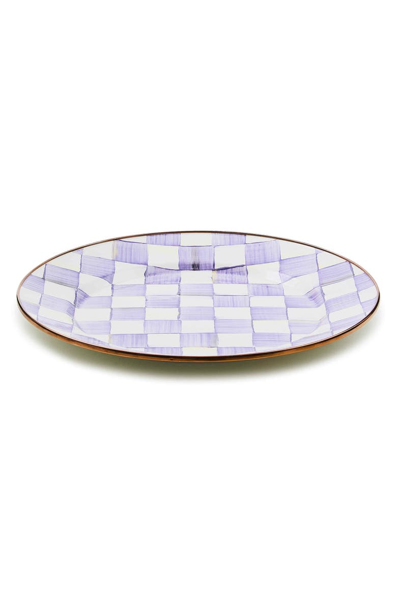MACKENZIE CHILDS Violet Check Enameled Steel Charger Plate, Alternate, color, Violet
