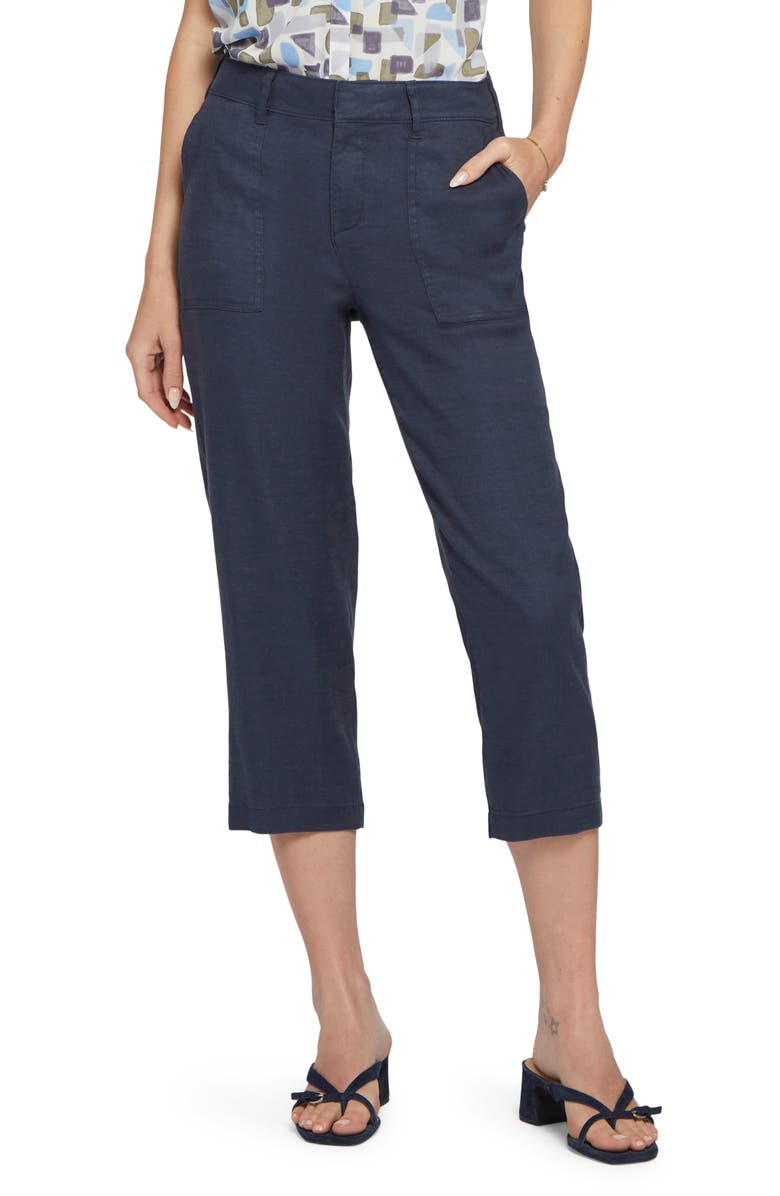 NYDJ Utility Crop Linen Blend Pants, Main, color,