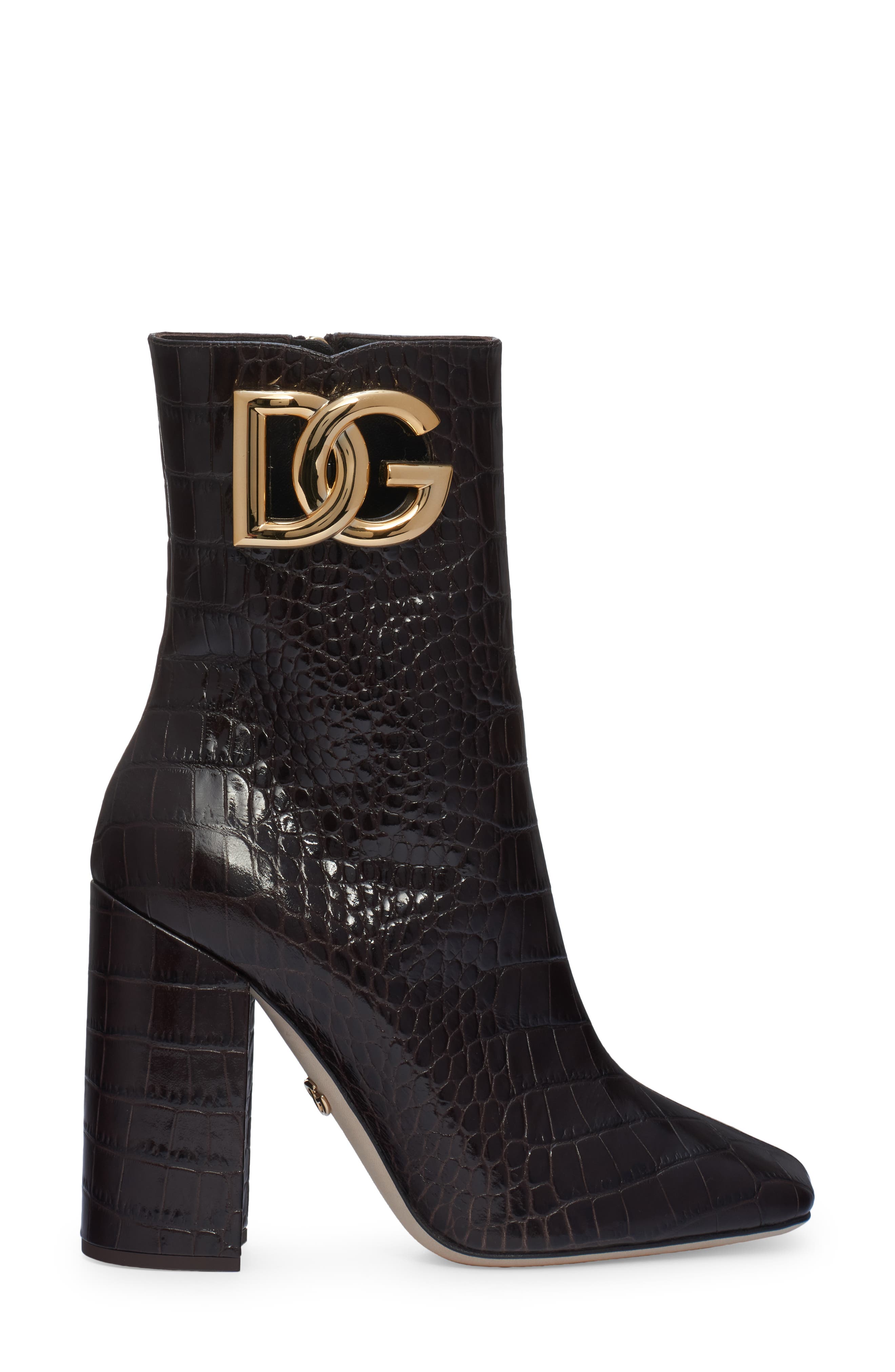 Dolce&Gabbana Jackie Croc Embossed Bootie, Alternate, color, 