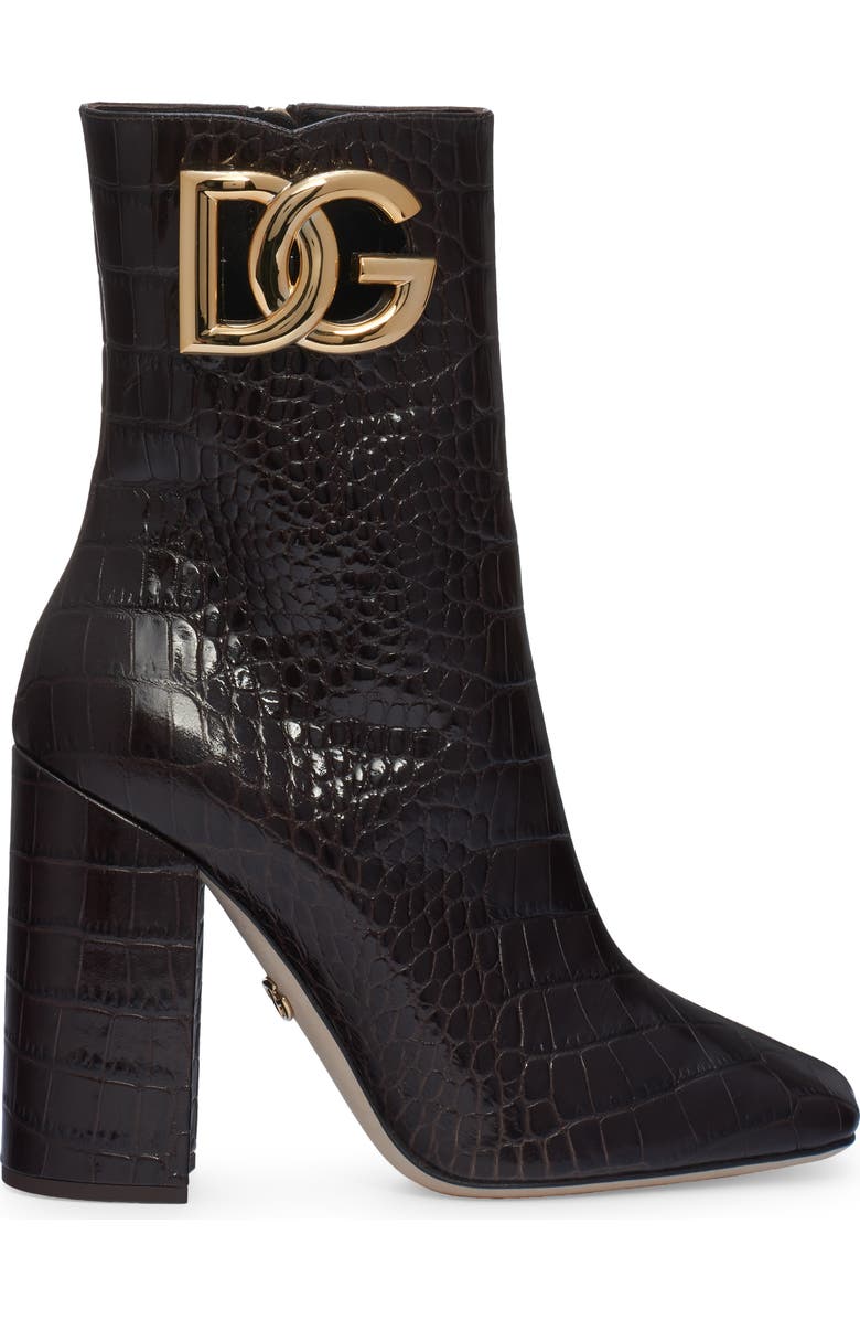 Dolce&Gabbana Jackie Croc Embossed Bootie, Alternate, color,