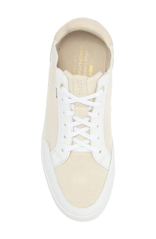 True Linkswear Mixed Media Sneaker In White Truffle