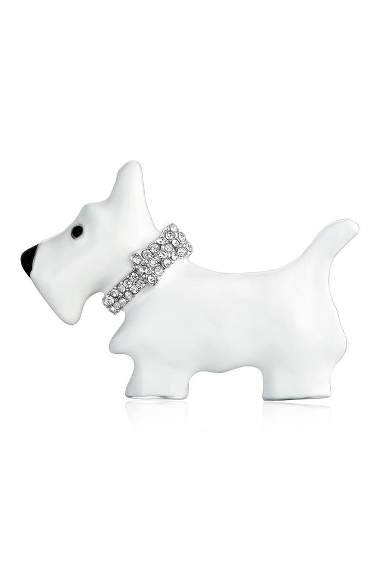 CZ Large Statement White Westie Brooch, Main, color, GREY