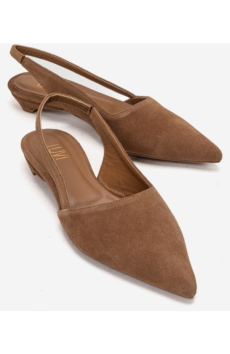 Forever & Always Shoes Berlina Leather Slingback Pump, Main, color, Cognac Suede