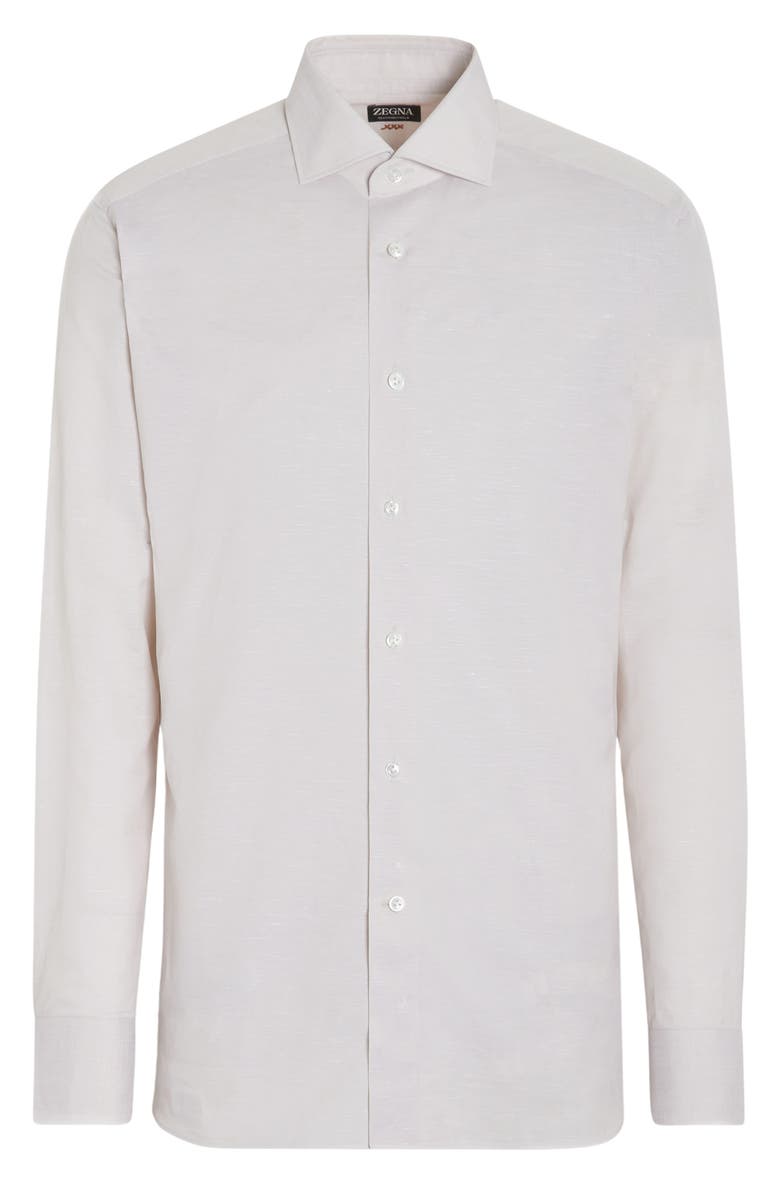 ZEGNA Couture Cotton & Linen Button-Up Shirt, Alternate, color, Beige