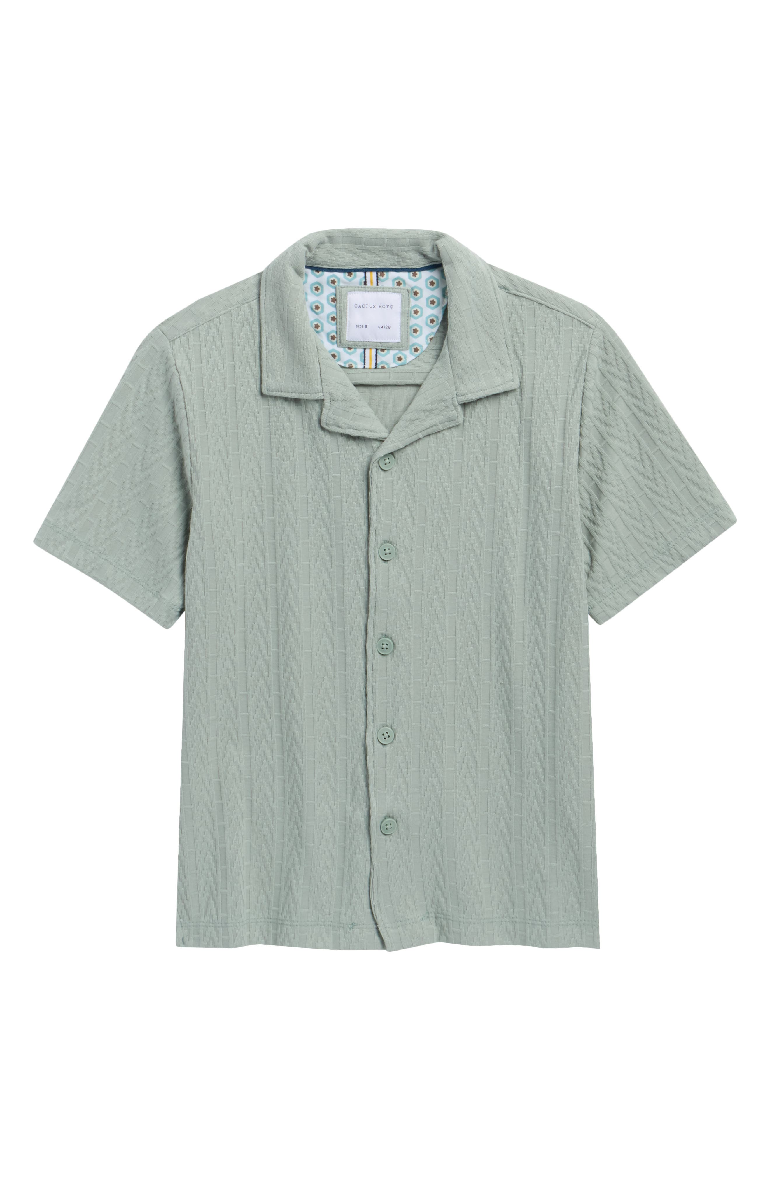 DENIM AND FLOWER Kids' Geometric Textured Camp Shirt