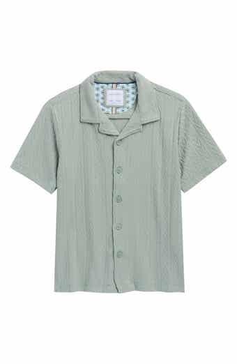 DENIM AND FLOWER Kids' Geometric Textured Camp Shirt