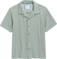 DENIM AND FLOWER Kids' Geometric Textured Camp Shirt