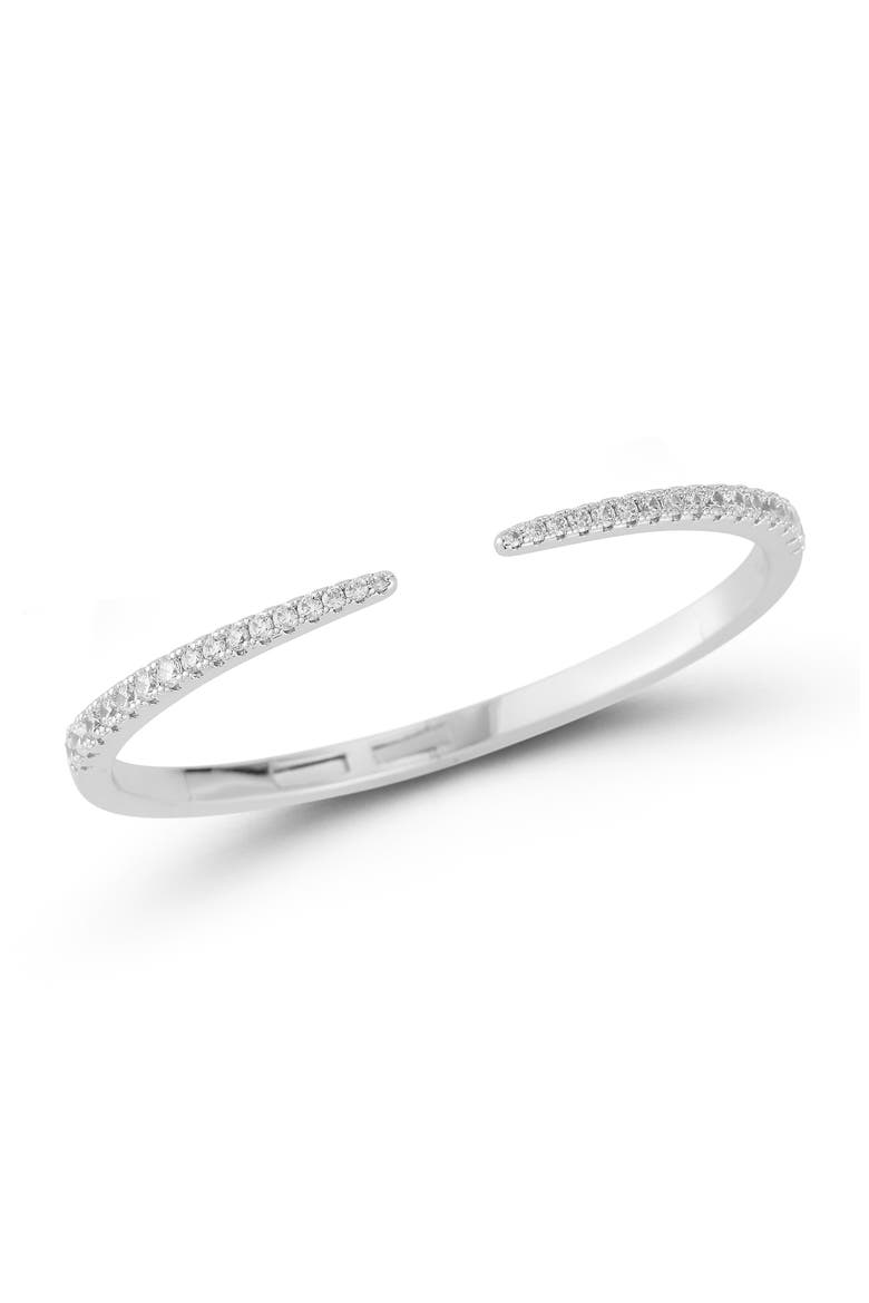 Cubic Zirconia Claw Cuff Bracelet, Main, color, SILVER