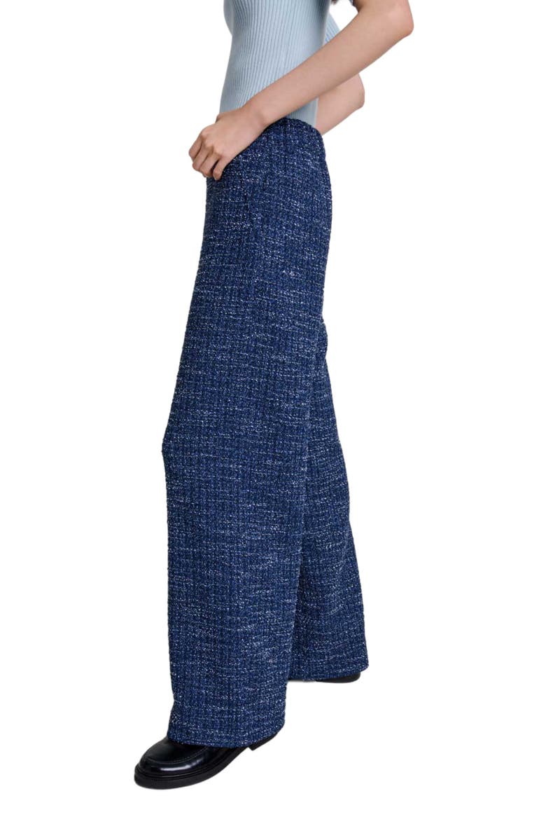 maje Wide-leg tweed trousers, Alternate, color,