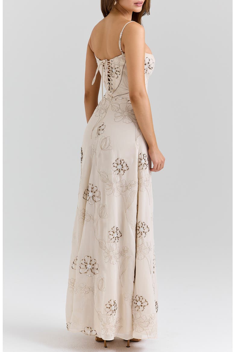 Seren Embellished Georgette Gown, Alternate, color, VANILLA