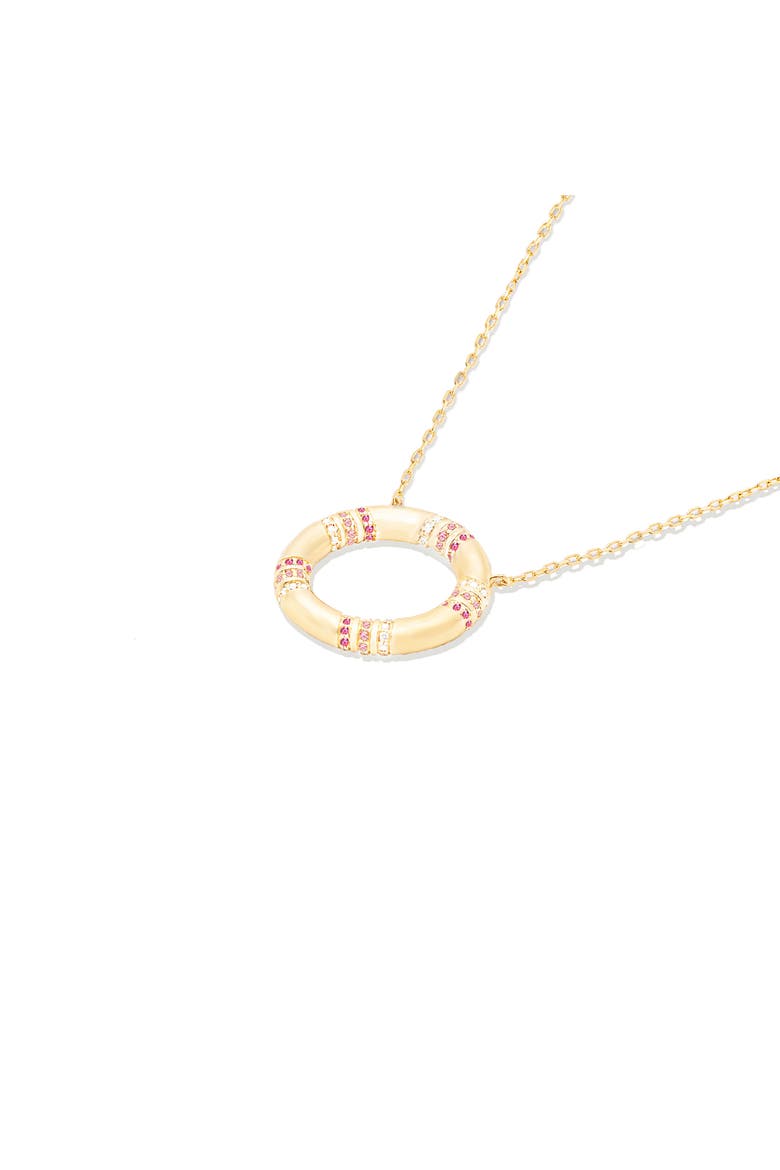 Crew Large Circle Pendant Necklace - Pink Sapphire & Diamond, Alternate, color, Diamond, Sapphire- Gold