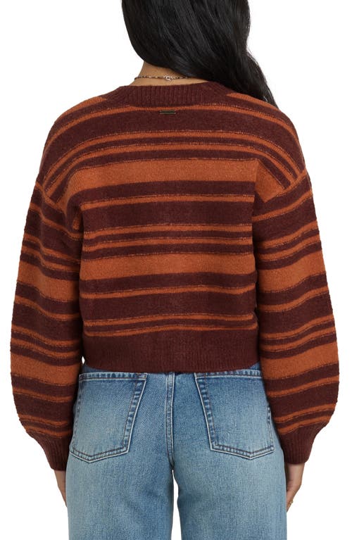 Billabong Something About It Stripe Crop Cardigan In Burgundy