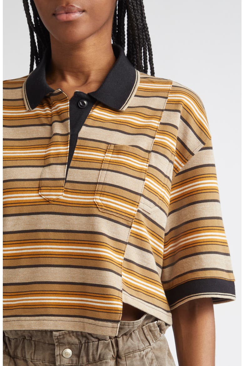 Isalyne Stripe Polo, Alternate, color, BEIGE/ KHAKI