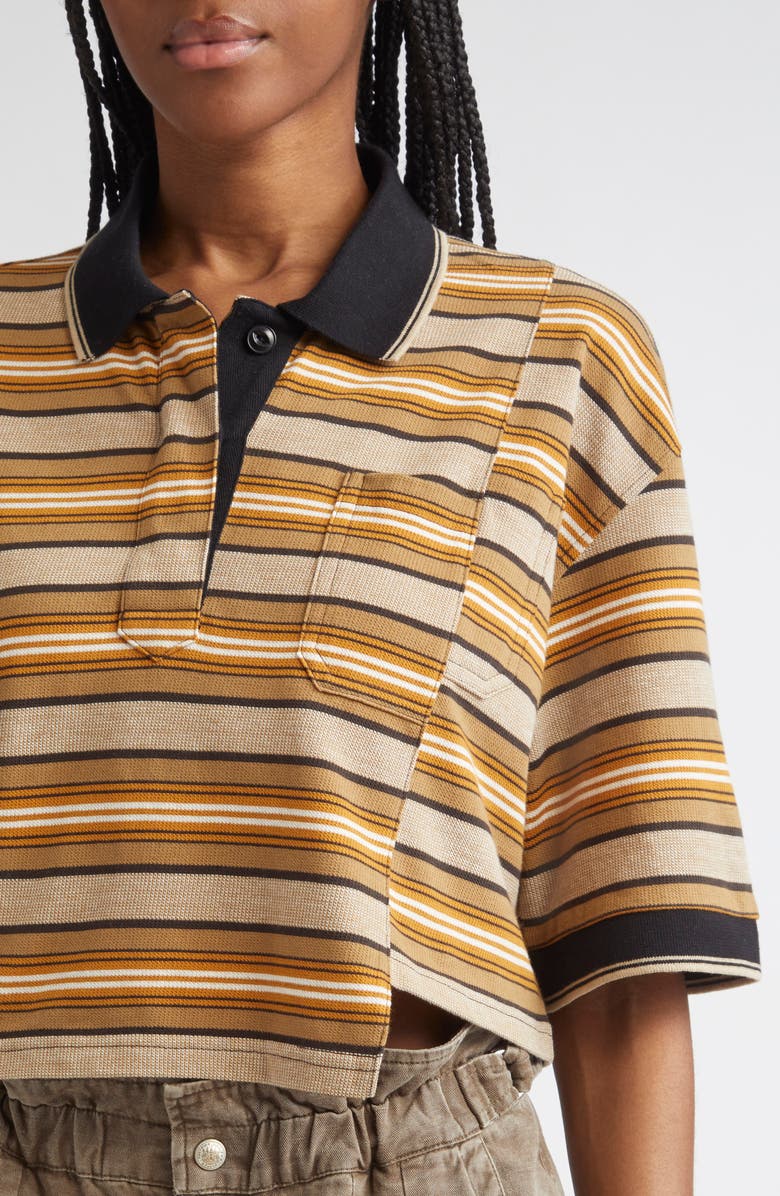 Isabel Marant Étoile Isalyne Stripe Polo, Alternate, color, Beige/ Khaki