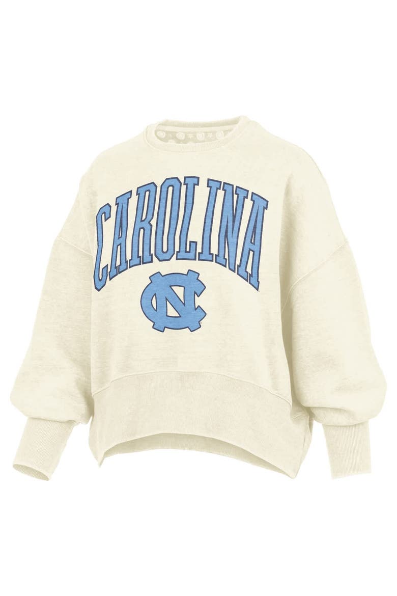 Women's Pressbox Natural North Carolina Tar Heels Oversized Waist-Length Crewneck Sweatshirt, Alternate, color, Natural