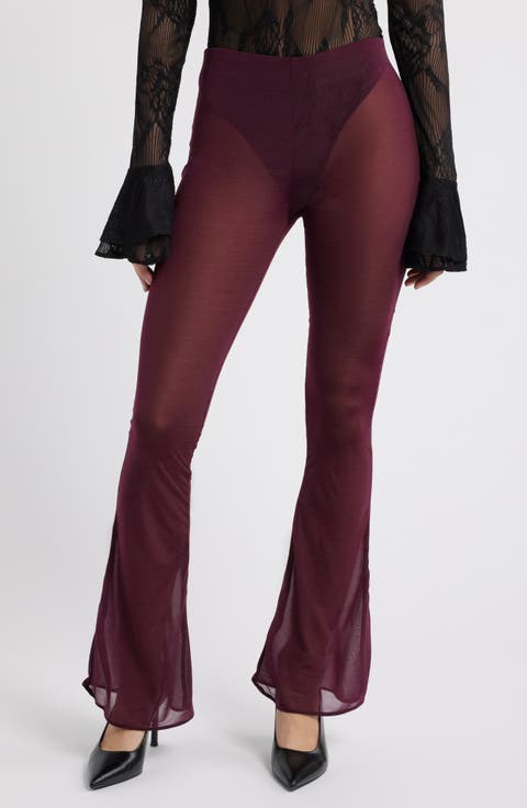 Semisheer Flare Leg Pants