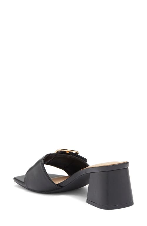 Top Guy Shoes Block Heel Slide Sandal In Black Pu