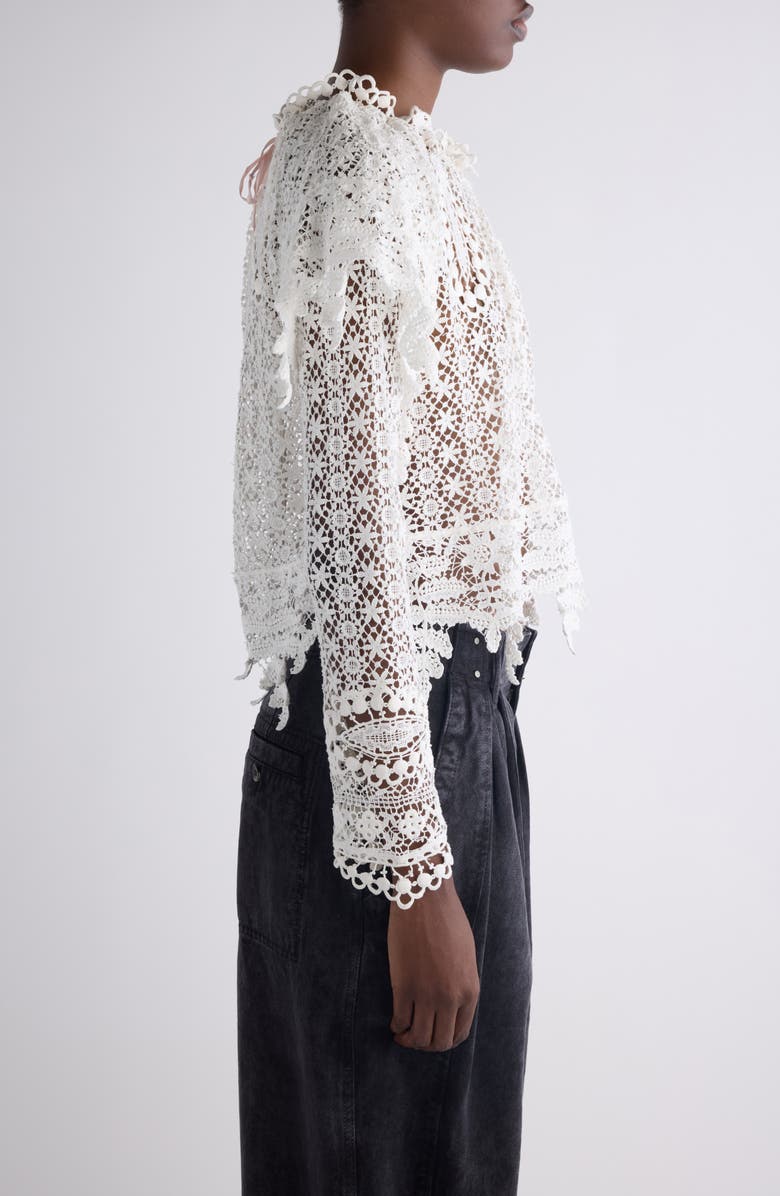 Isabel Marant Hyliana Crop Cotton Lace Top, Alternate, color, White