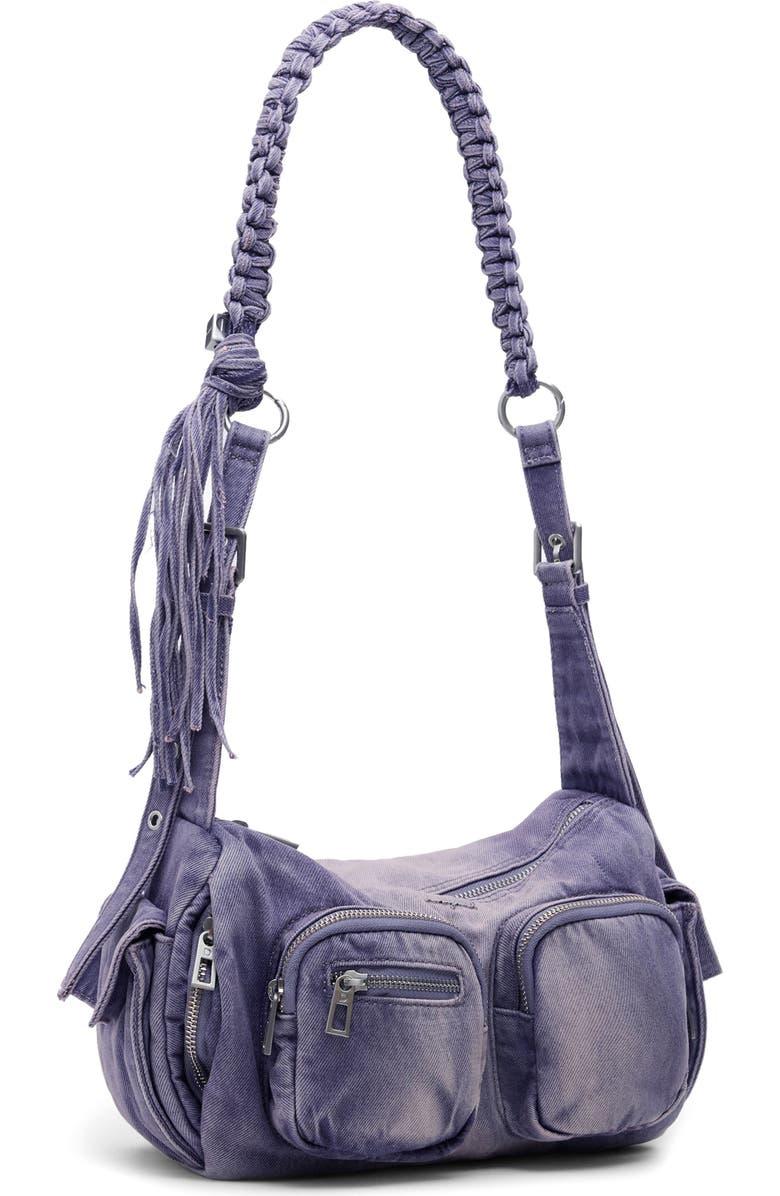 Desigual Denim Shoulder Bag, Alternate, color, Purple
