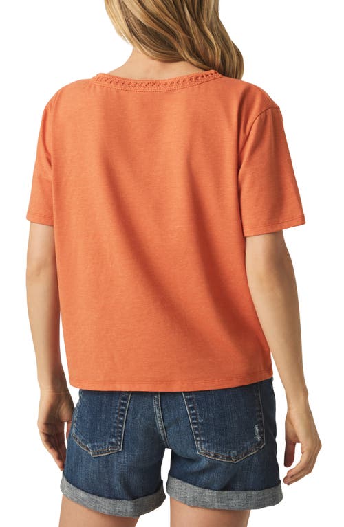 Splendid Dawn Crochet Trim Tee In Orange