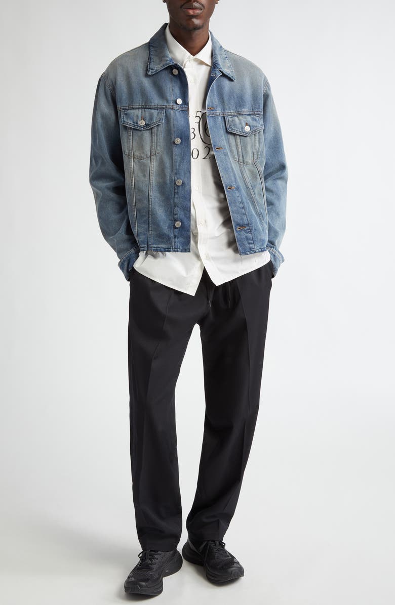 MM6 Maison Margiela Raw Hem Denim Trucker Jacket, Alternate, color, Grey Blue