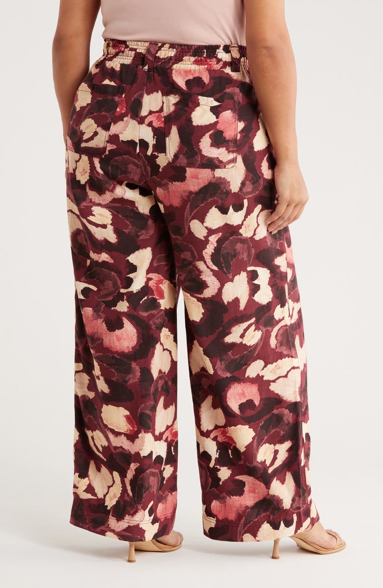 Democracy Wide Leg Pull-On Pants, Alternate, color, Wine Berry Multi