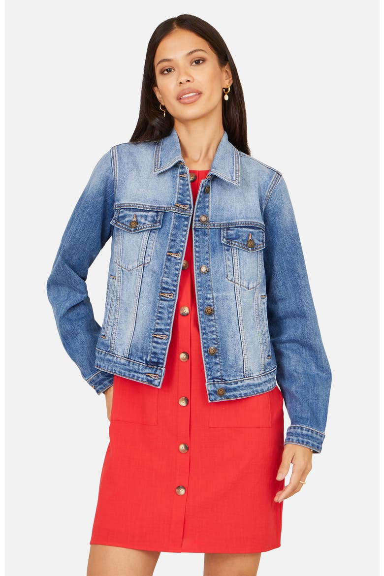 Stretch Washed Denim Jacket, Main, color, Blue