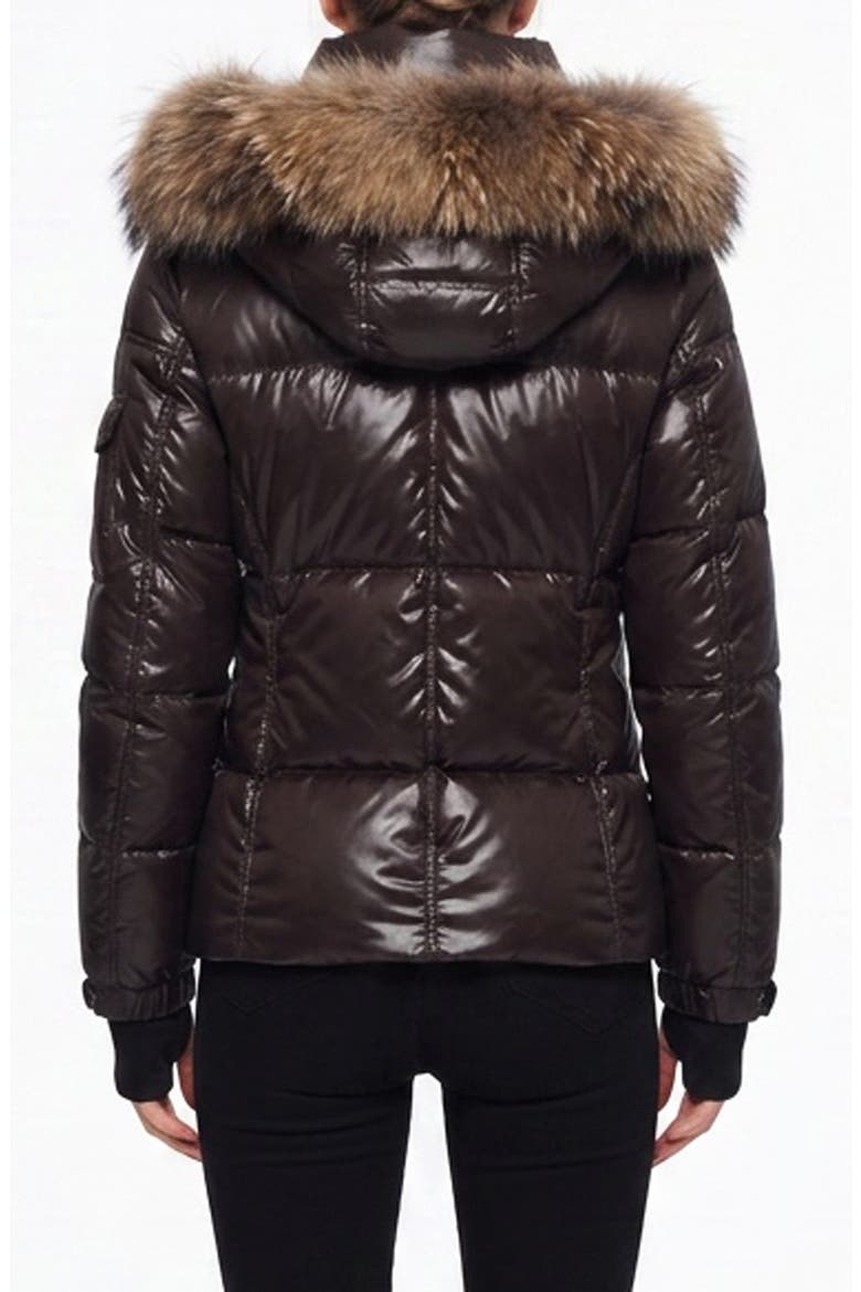 Allie Water Repellent Puffer Jacket with Removable Faux Fur Trim Hood, Alternate, color, ESPRESSO/ N