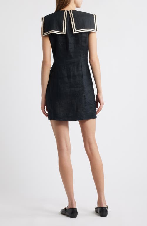 Shop Doen Dôen Monroe Linen Minidress In Black