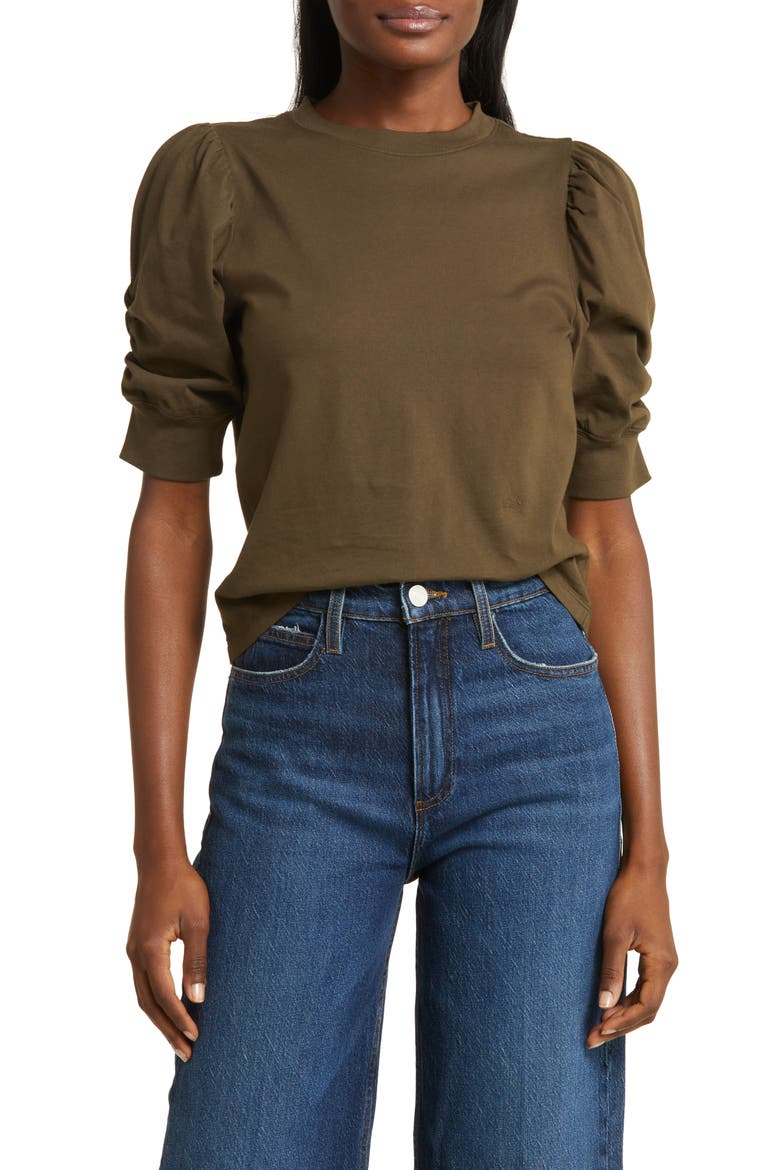 Frankie Puff Sleeve T-Shirt, Main, color, OLIVE KHAKI