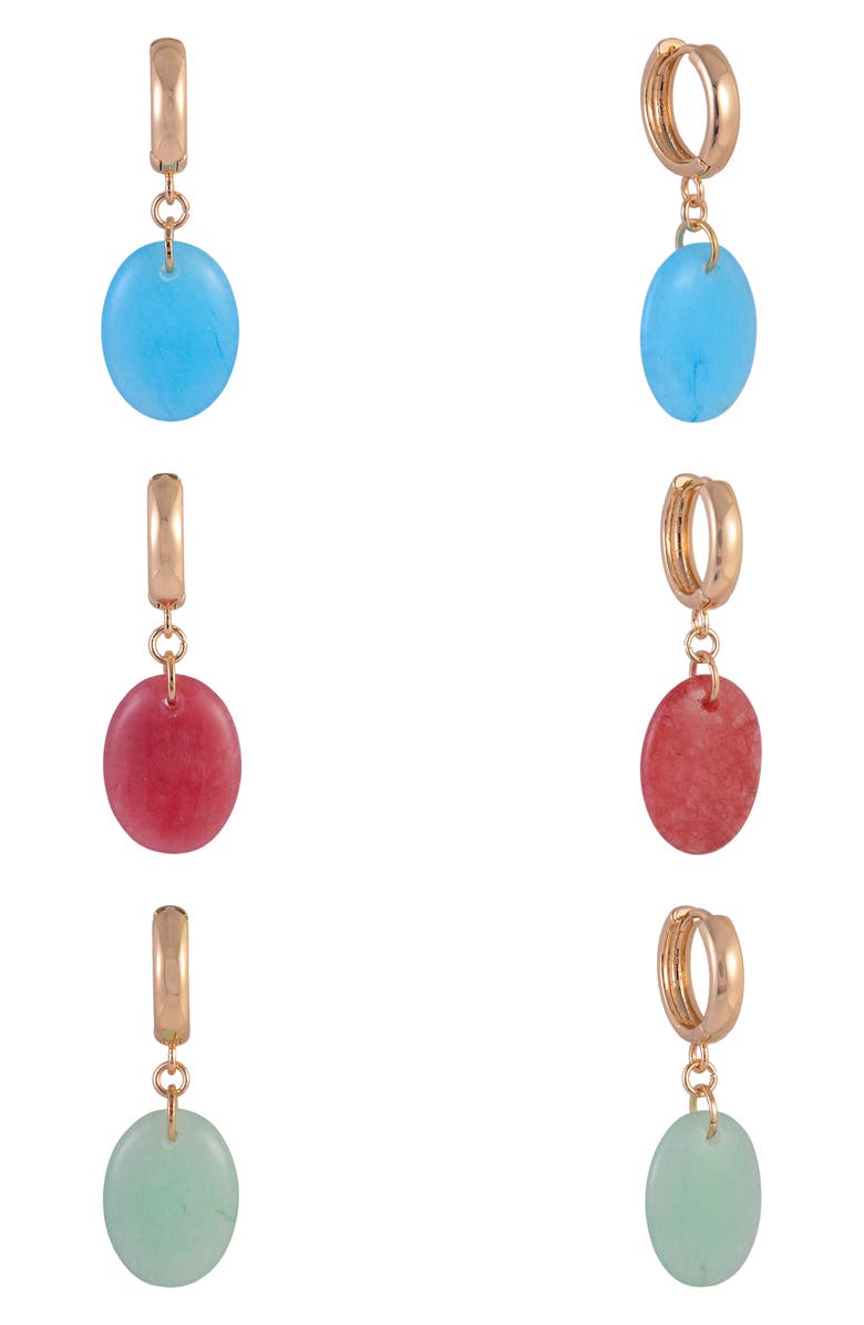 Rachel Roy Set of 3 Aventurine Drop Earrings, Alternate, color, 
