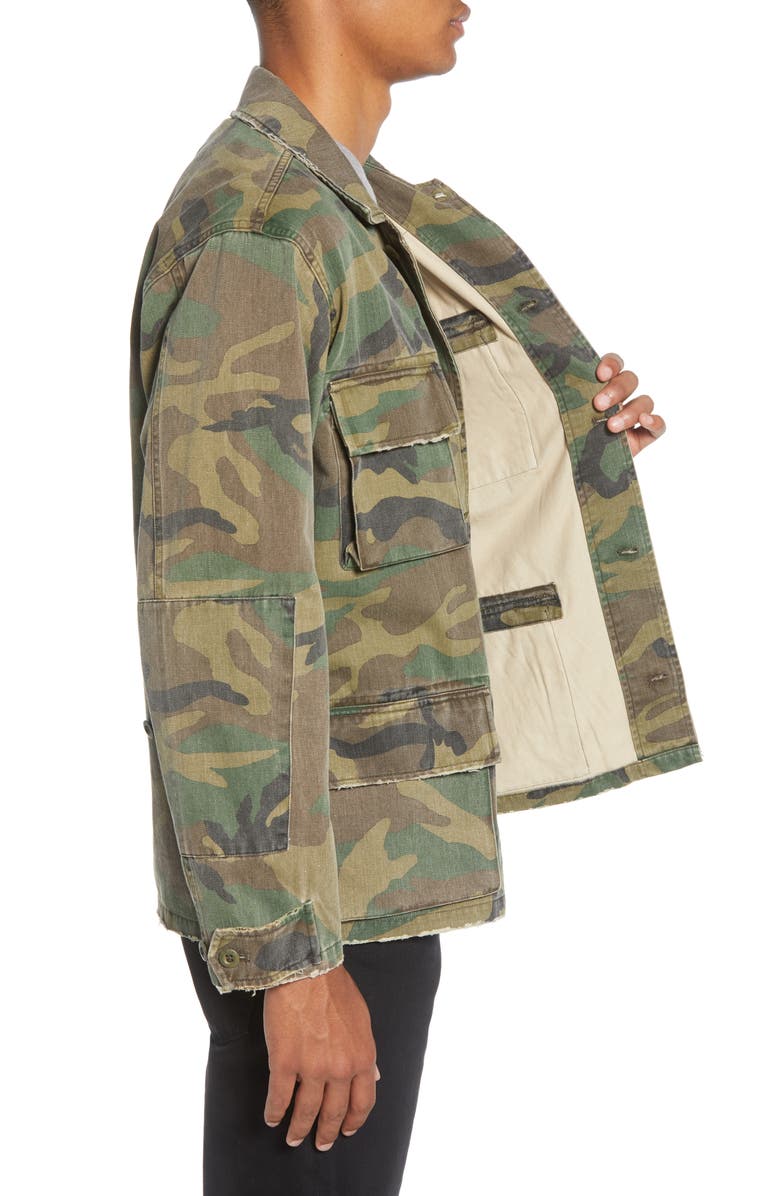 The Kooples Distressed Band Collar Trucker Jacket, Alternate, color,