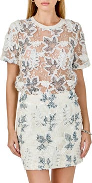 Endless Rose Sequin & Soutache Mesh Top