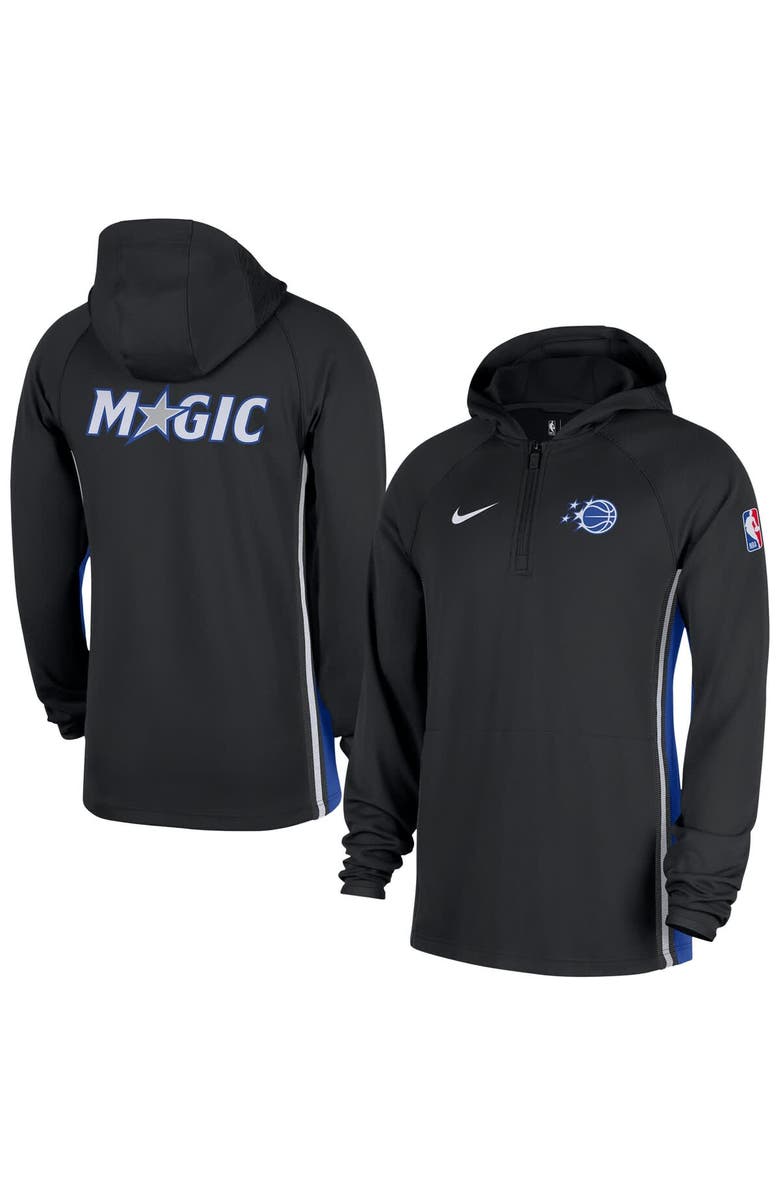 Nike Men's Nike  Black Orlando Magic Authentic On Court Zone Quarter-Zip Dri-FIT Hoodie Jacket, Main, color, Black