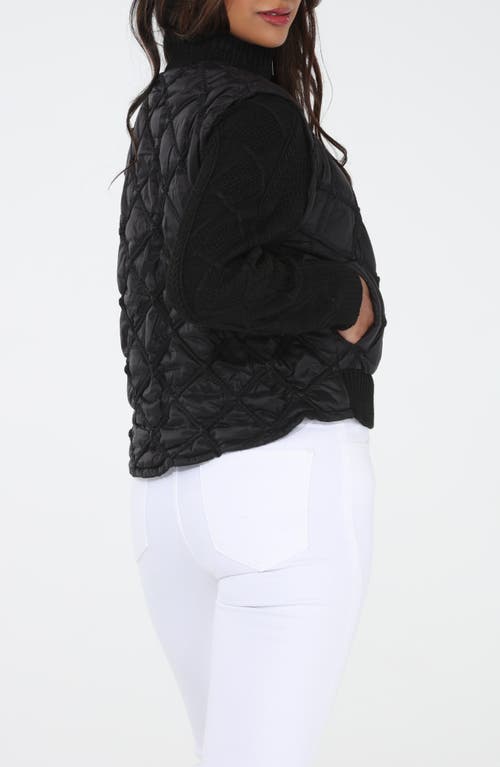 Rain And Rose Faux Leather Mixed Media Bomber Jacket In Multi