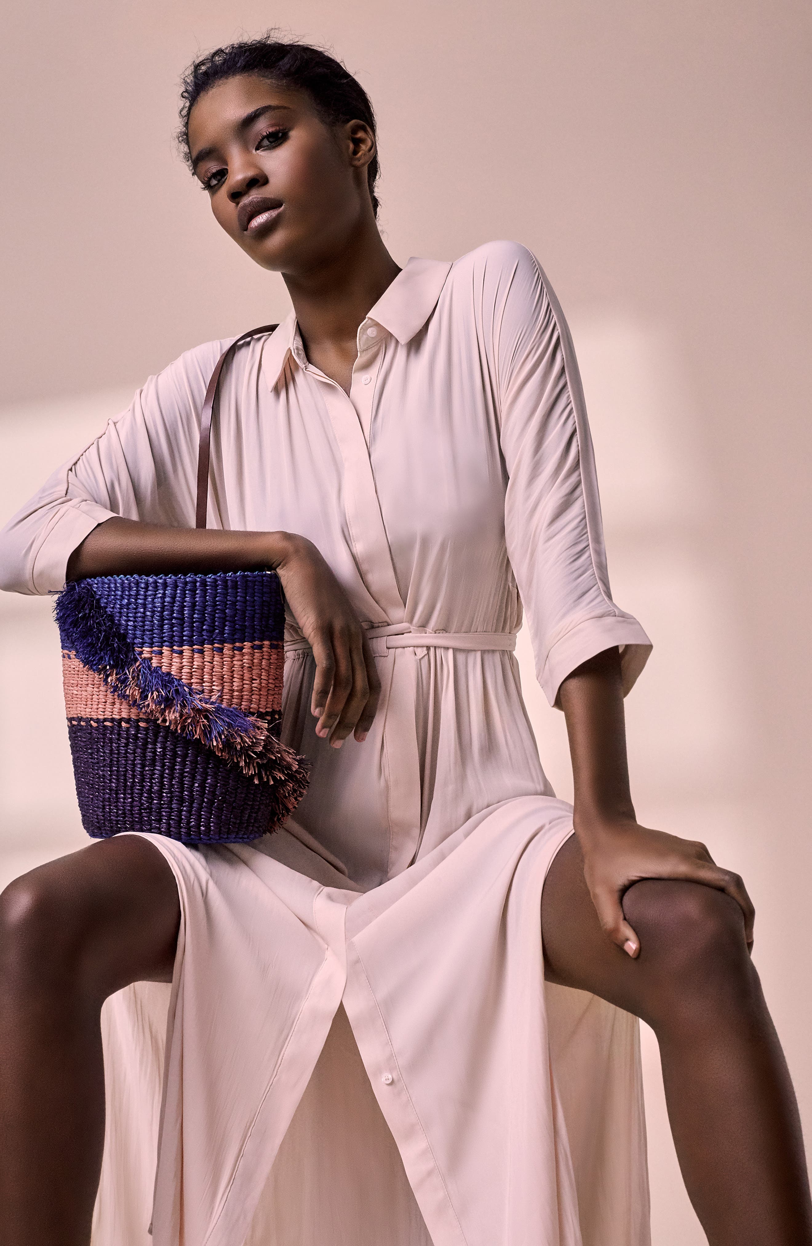 A A K S Lamé Ruffle Raffia Woven Shoulder Bag, Alternate, color, 