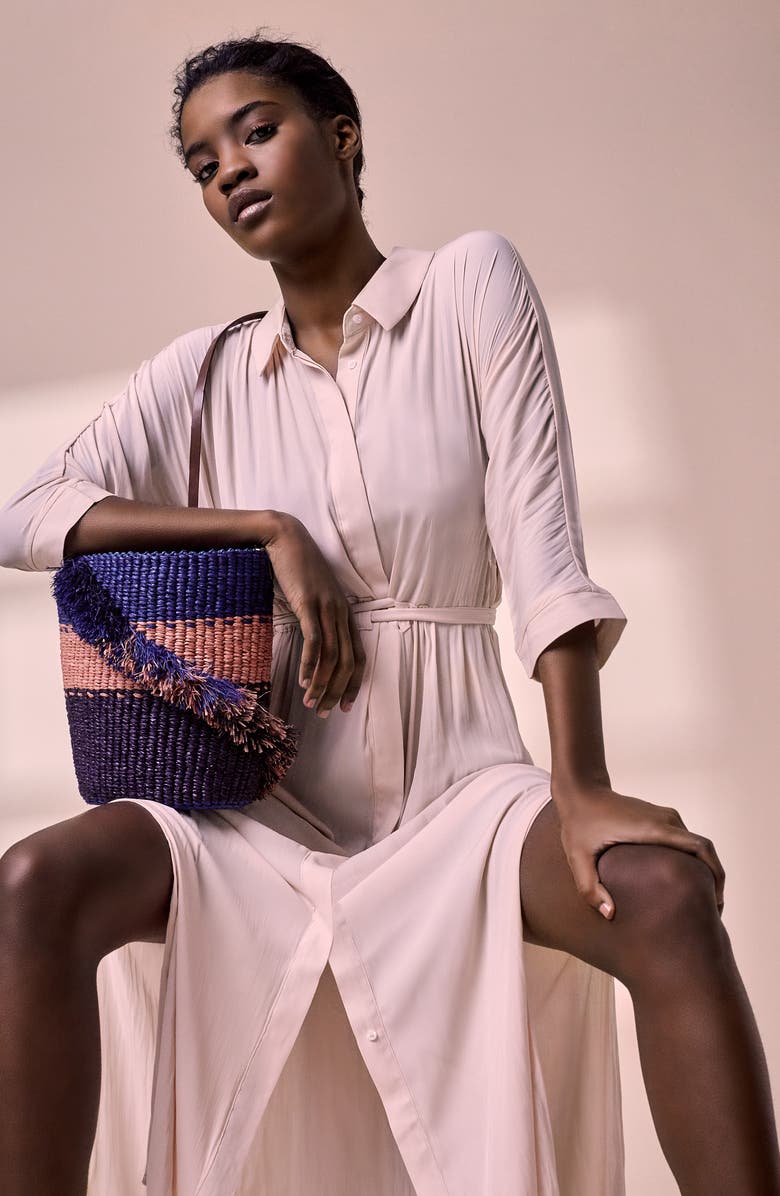 A A K S Lamé Ruffle Raffia Woven Shoulder Bag, Alternate, color,