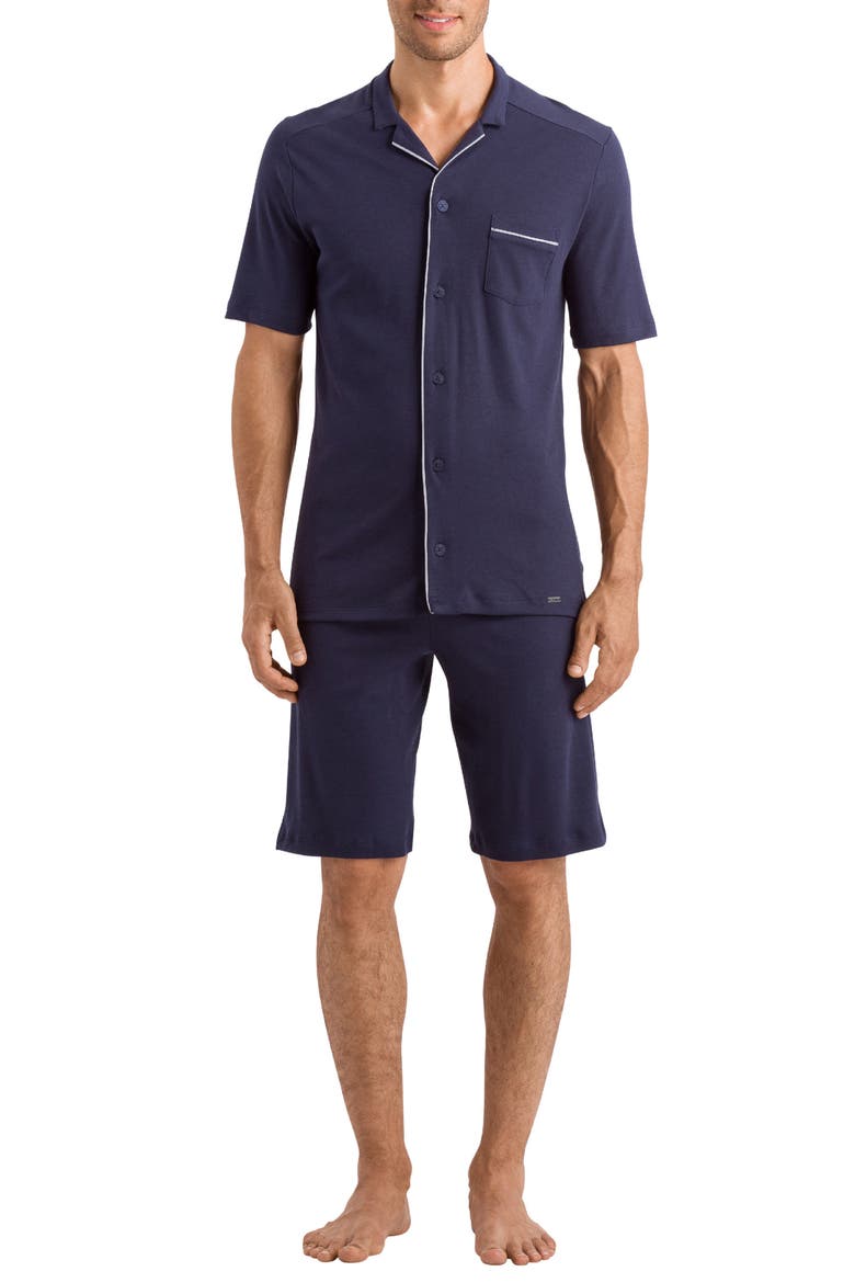 Night and Day Button Front Cotton Pajama Set, Alternate, color, BLACK IRIS