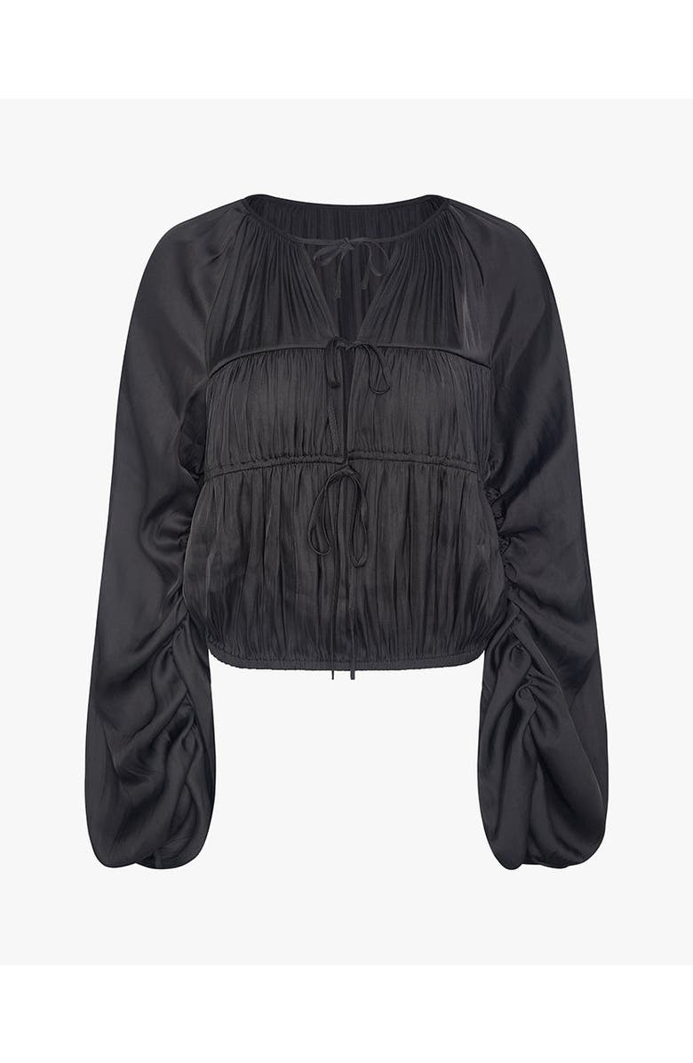 WeWoreWhat Cocoon Sleeve Front Tie Top, Alternate, color, Black