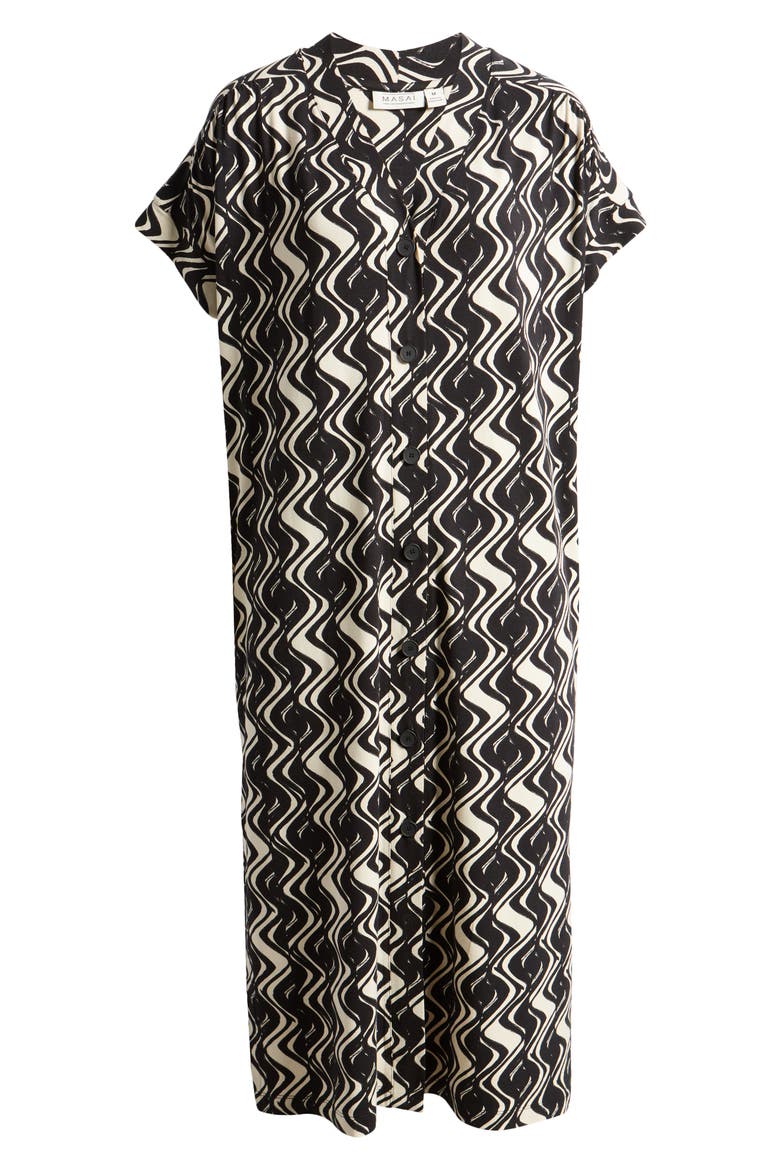 Odera Abstract Print Shift Dress, Alternate, color, BLACK